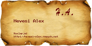Hevesi Alex névjegykártya